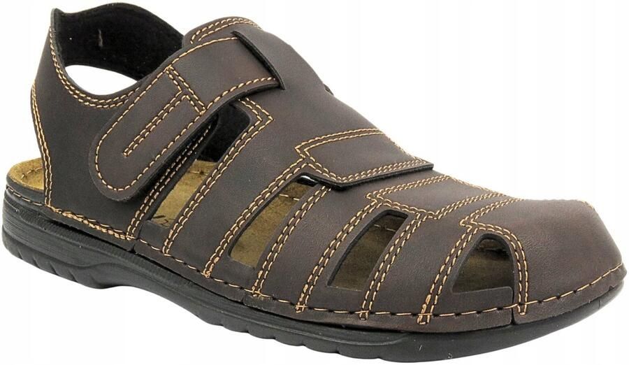 Inblu Heren Sandalen 35-22 Gesloten Teen Klittenband Bruin