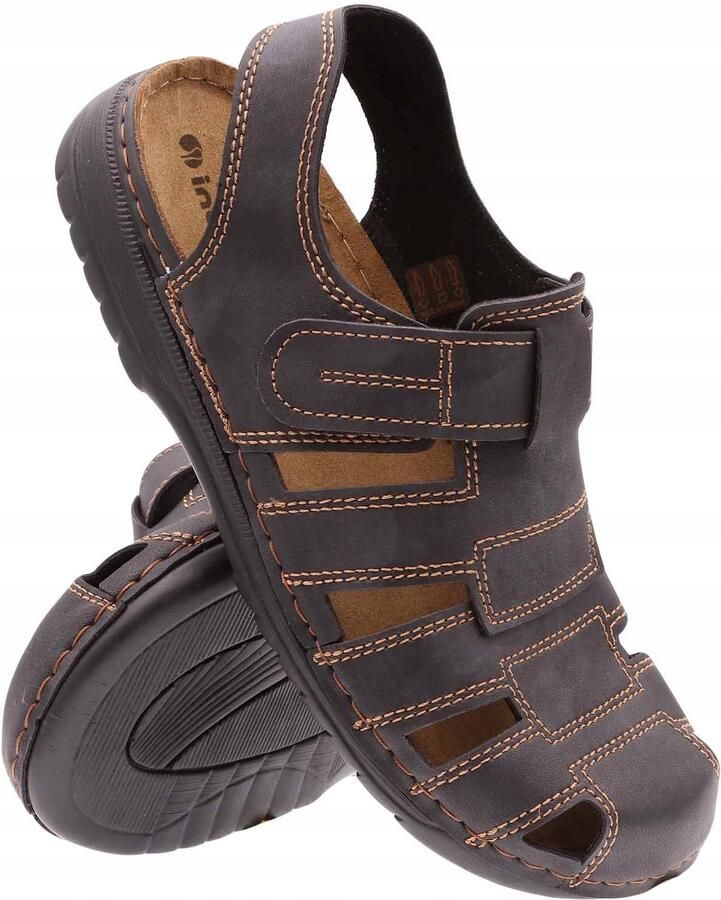 Inblu Heren Sandalen IN-35-20 Comfortabele Leren Inlegzool