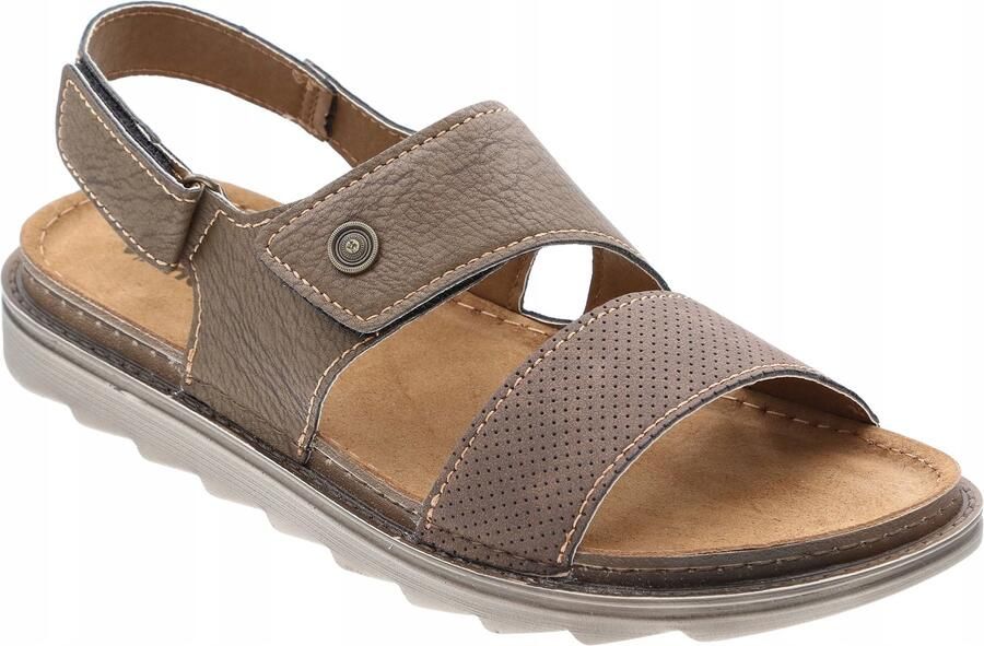 Inblu Heren Sandalen Leer Eco Comfort Klittenband Bruin