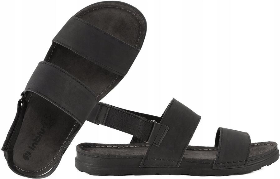 Inblu Heren Sandalen Leer Zwart PU Soft