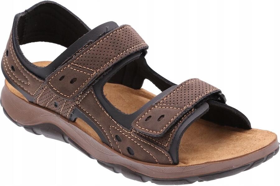 Inblu Heren Sandalen TO-08 Leer Eco Comfort Klittenband Sport Bruin