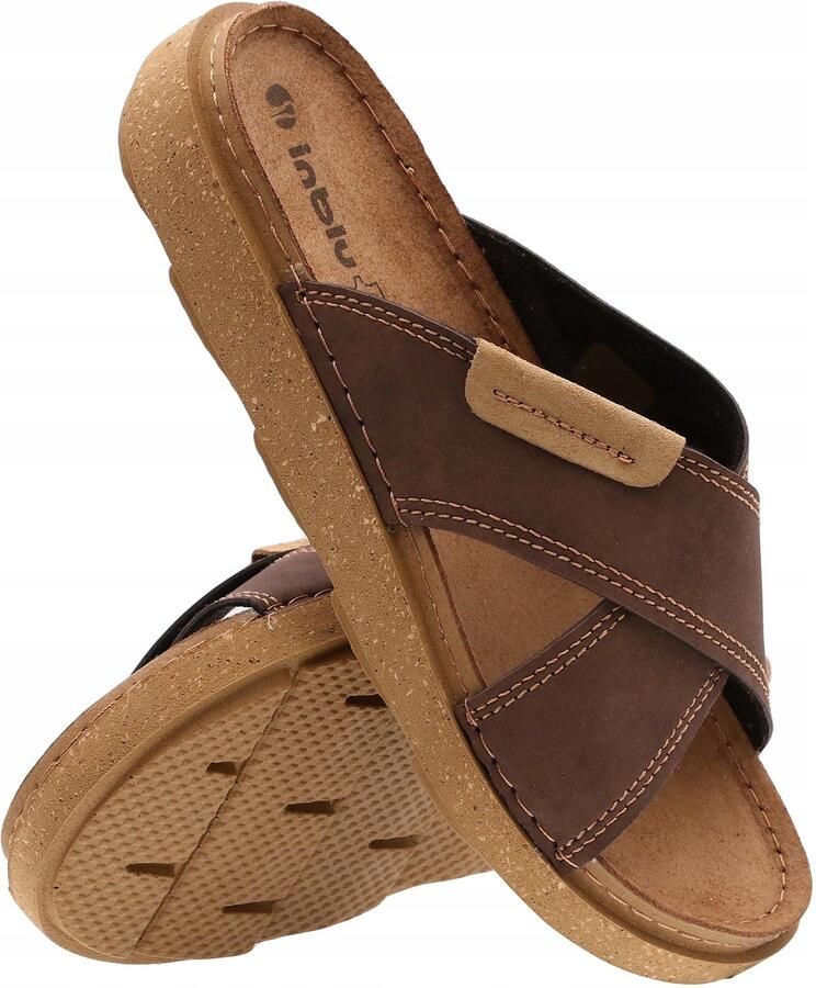 Inblu Heren Slippers Bruin Leer Model IN