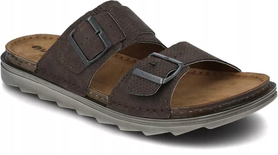 Inblu Heren Slippers BU000010 Lichtgewicht Leren Inlegzool Zomer R42