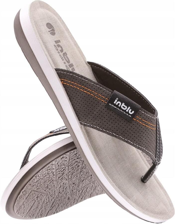 Inblu Heren Slippers IN-DA-21 Comfortabele Grijze Teenslippers
