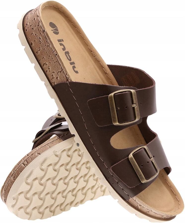 Inblu Heren Slippers IN-RU-21 Leer Bruin