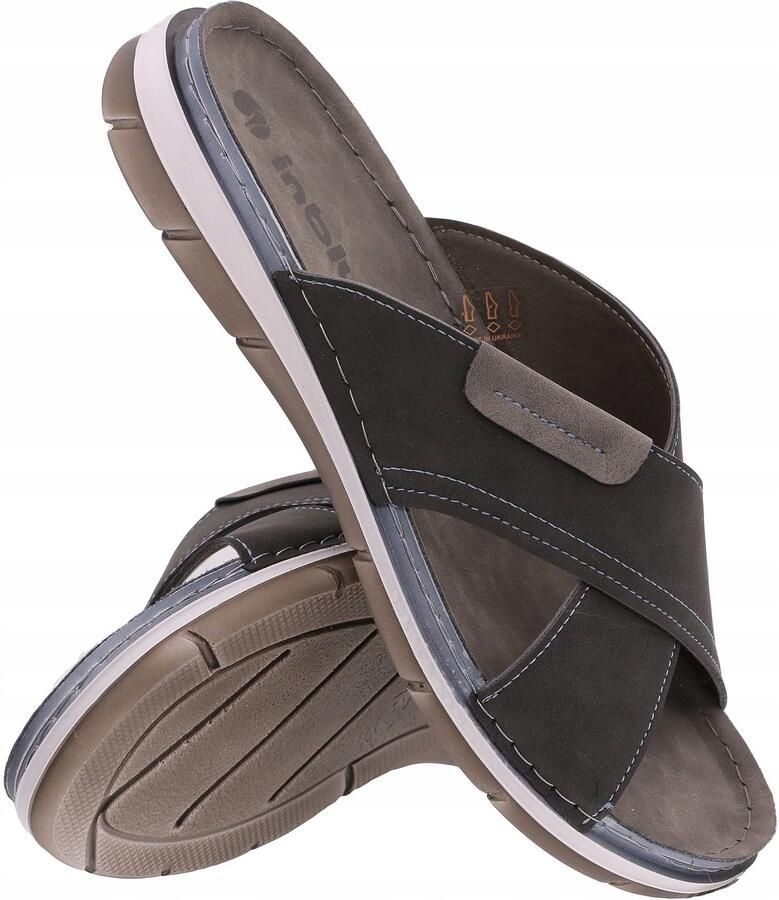 Inblu Heren Slippers IN-TE-05 Zwart Leerlook
