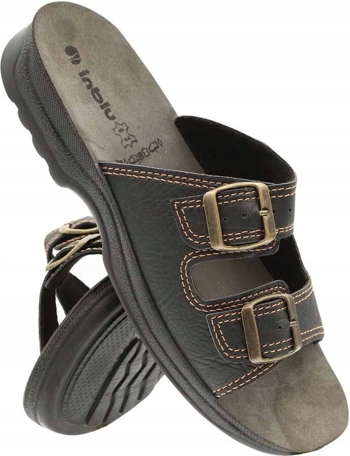 Inblu Heren Slippers IN-TG-01 Comfortabele Leren Inlegzool