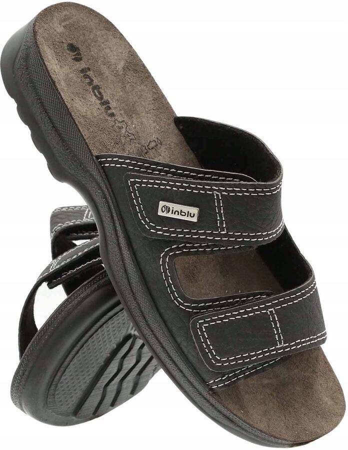 Inblu Heren Slippers IN-TG-06 Comfortabele Leren Binnenzool