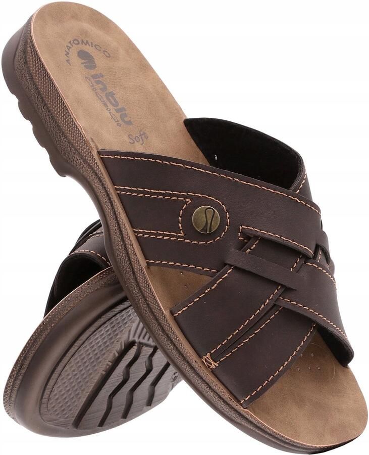 Inblu Heren Slippers IN-TG-07 Bruin Leer