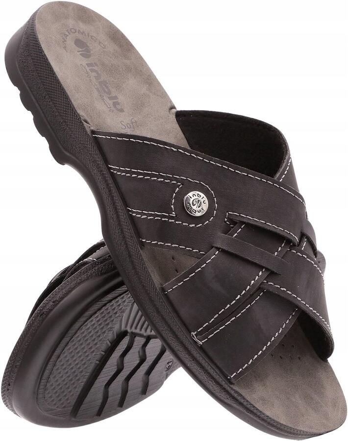 Inblu Heren Slippers IN-TG-07 Comfortabele Leren Inlegzool