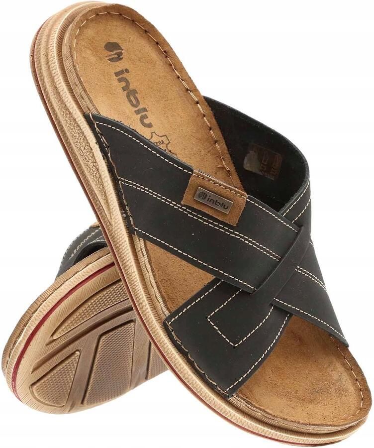 Inblu Heren Slippers IN-VE-05 Comfortabele Leren Inlegzool