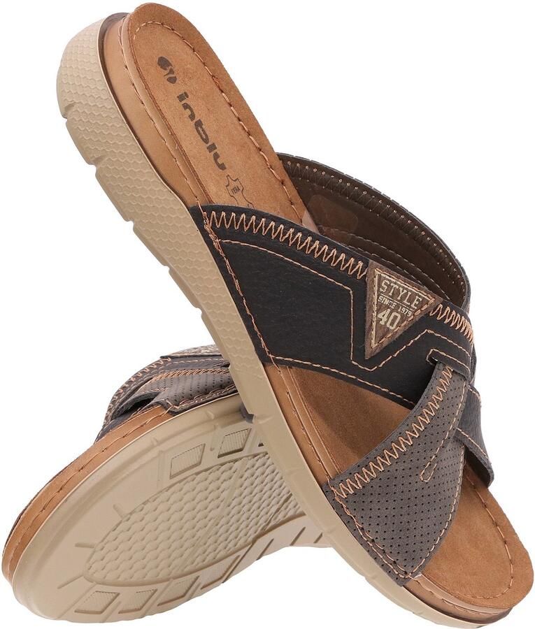 Inblu Heren Slippers IN-VI-11 Comfortabele Zwarte Leren