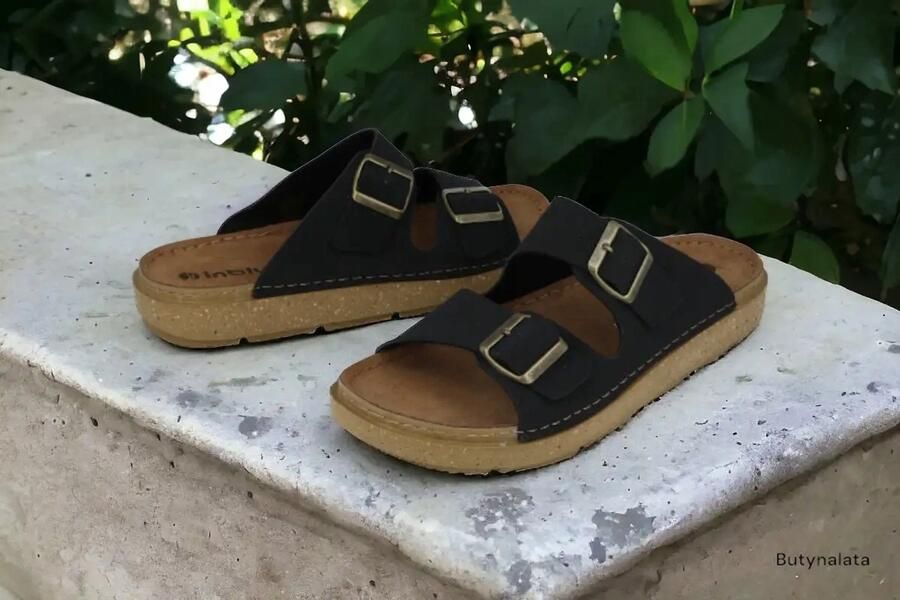 Inblu Heren Slippers Zwart Leer