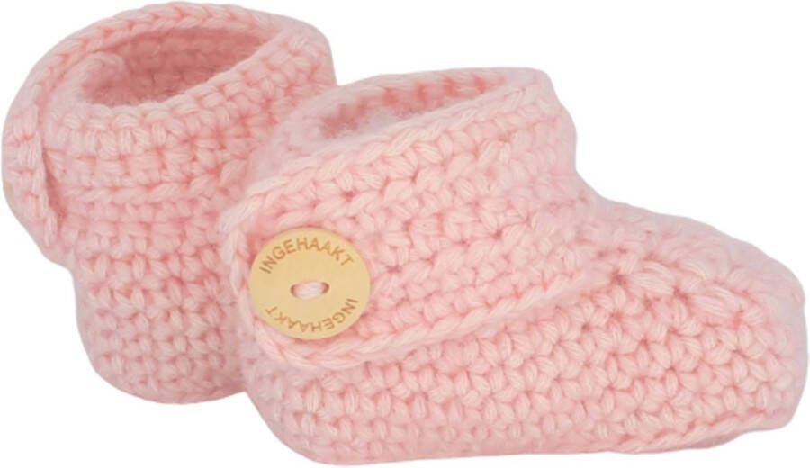 Ingehaakt baby boots lichtroze