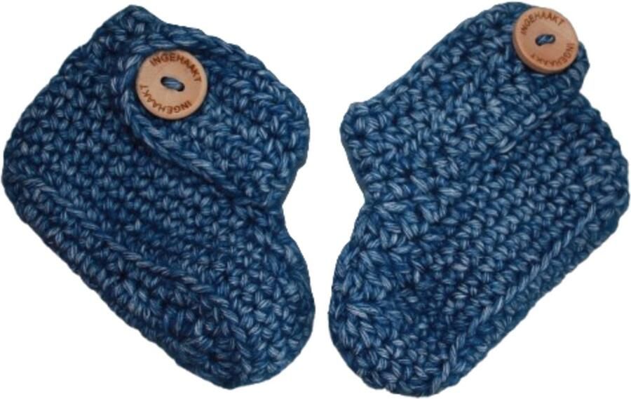 Ingehaakt baby boots blauw