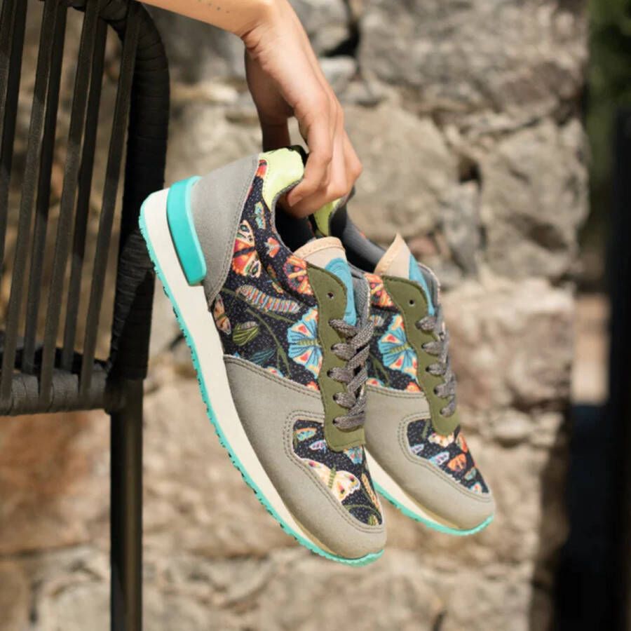 Inkkas Flutterby Vegan Dames Sneaker Suede Natuurprint EVA rubber zool Vintage