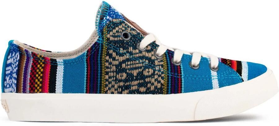 Inkkas Bluebird Low Top dames sneaker 100% Vegan canvas low top met blauwe print comfortabel & handgemaakt blauw wit