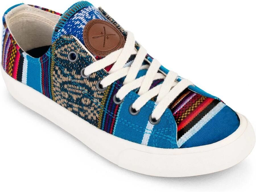 Inkkas Bluebird Low Top dames sneaker 100% Vegan canvas low top met blauwe print comfortabel & handgemaakt blauw wit