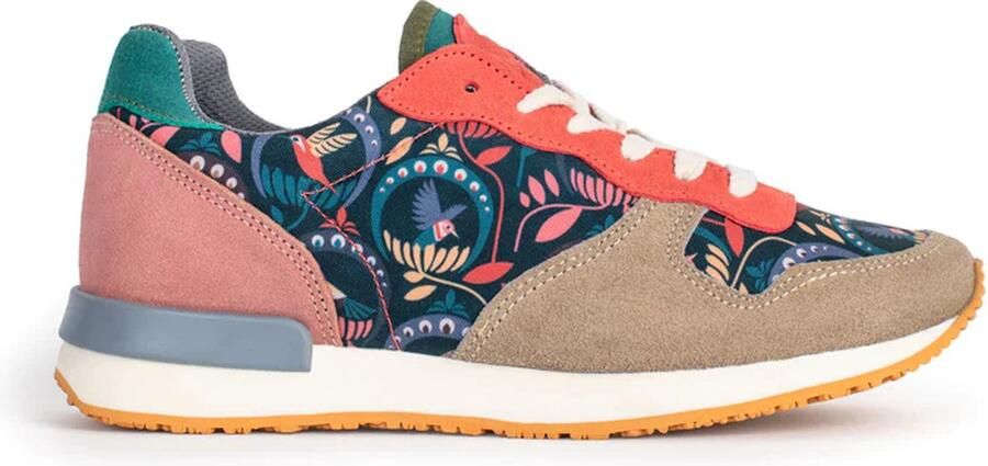 Inkkas Bussi Cush dames sneaker comfortable suede schoen met art-nouveau print extra dempende CUSH zool