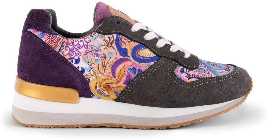 Inkkas Bussi Cush dames sneaker comfortable suede schoen met art-nouveau print extra dempende CUSH zool - Foto 2