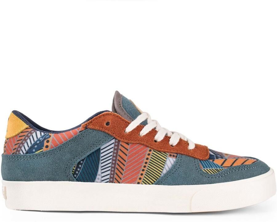 Inkkas Cyprus Ace Low Top dames sneaker comfortabele suède low top sneaker met bergdesign aardetinten turquoise