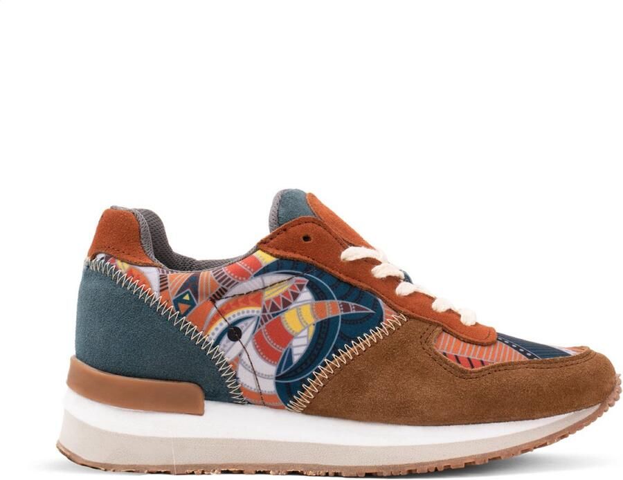 Inkkas Cyprus dames sneaker comfortabele suède sneaker met bergdesign aardetinten turquoise - Foto 2