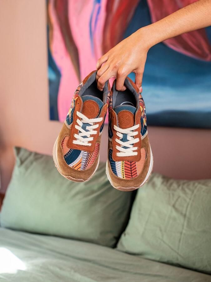 Inkkas Cyprus dames sneaker comfortabele suède sneaker met bergdesign aardetinten turquoise - Foto 3