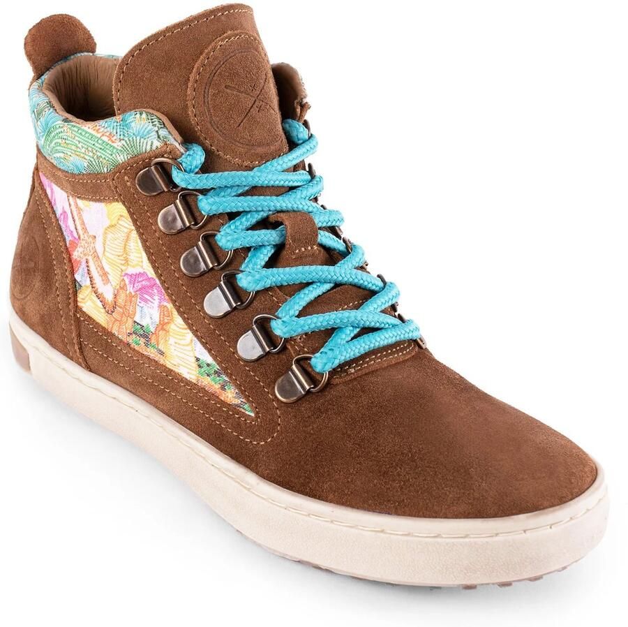 Inkkas Jasper Camping Boot dames wandel sneaker tan suède hiking boot met Desertprint leren voering robuuste & duurzame profielzool