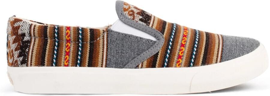 Inkkas London Sky dames Vegan Slip On comfortabele slip-on sneaker van Peruaanse stof grijs taankl ?? lichtgewicht & 100% Vegan