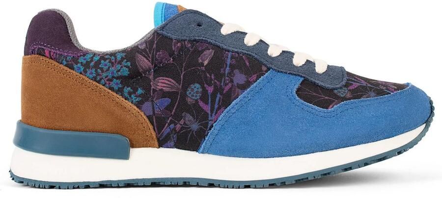Inkkas Mariposa dames sneaker comfortabele suède jogger sneaker met bloemrijke print blauw paars all day comfort