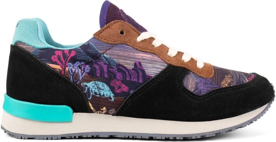 Inkkas Mohave dames sneaker comfortabele suede jogger met woestijnprint aardetinten turquoise