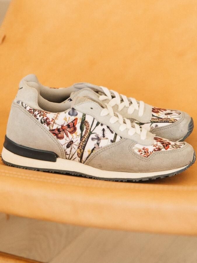 Inkkas Monterey dames sneaker comfortabele suède sneaker met subtiele nature-print grijs wit roze geel blauw - Foto 2