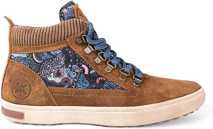 Inkkas Nakuru Camping Boot dames wandel sneaker tan suède hiking boot met wildlife-print Lake Nakuru (Kenia) leren voering robuuste & duurzame profielzool