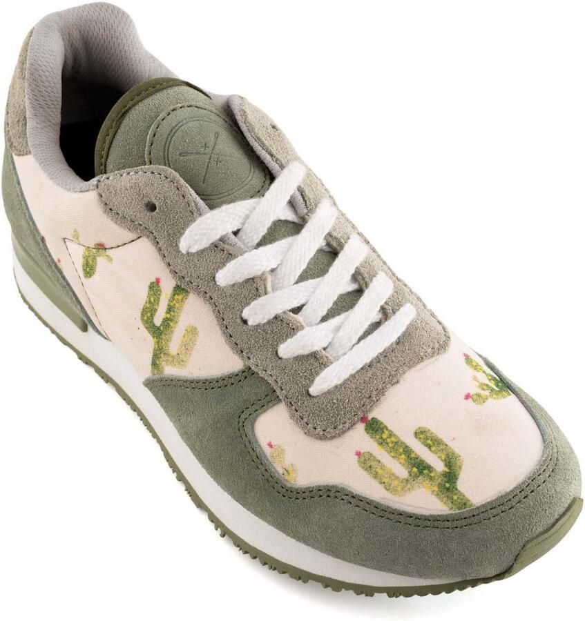 Inkkas Prickly dames sneaker comfortabele suède jogger met cactusprint kleurrijk unieke statement sneaker