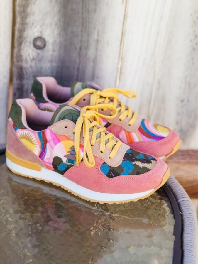 Inkkas Samhadi dames sneaker comfortabele suède sneaker geïnspireerd op zonsondergang blush multicolor - Foto 2