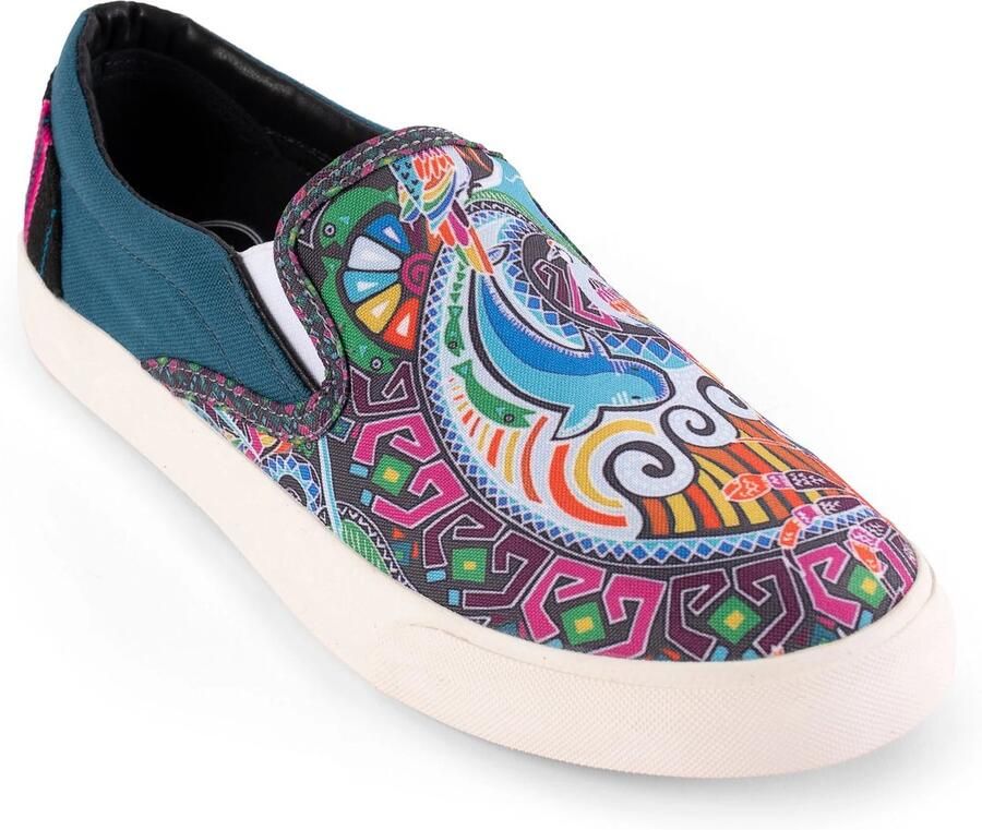 Inkkas Tuamotu dames Vegan Slip On comfortabele slip-on sneaker met oceaanprint (Frans-Polynesië) lichtgewicht & 100% Vegan