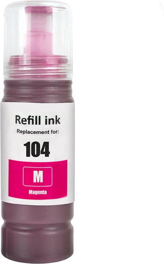 Inktkenners Inkt Geschikt voor Ecotank 104 1x Magenta ET-1810 ET-2710 ET-2711 ET-2712 ET-2714 ET-2720 ET-2721 ET-2726 ET-2810 ET-2811 ET-2812 ET-2814 ET-2815 ET-2820 ET-2821 ET-2825 ET-2826 ET-2830 ET-2840 ET-2860 ET-2861 ET-2862 o.a