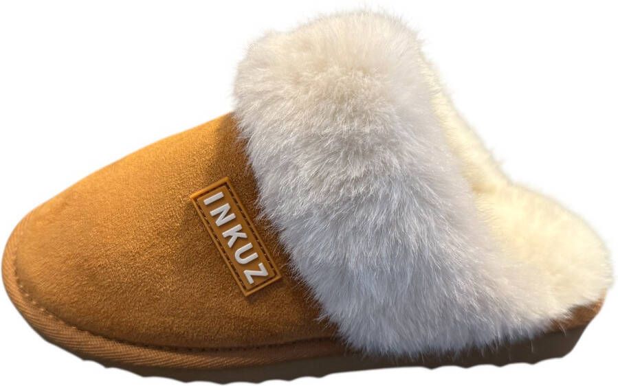 Inkuz Dames Cognac Wamte Pantoffels Met Infrarood Verwarming Cogna