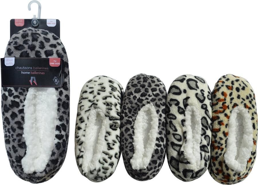 Inter socks HUISSLOFFEN EXTRA ZACHT JUNGLEPRINT ANTISLIP COMFY ONE WIT MET GRIJS