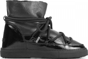 INUIKII Enkellaarsjes Dames Outdoor Snowboots Damesschoenen Leer Gloss Sneaker Zwart