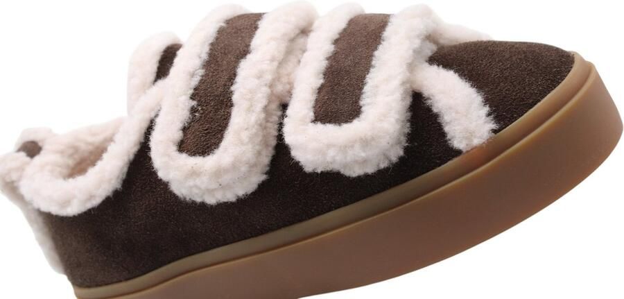 INUIKII Instappers Dames Shearling Low Velcro Textiel Bruin - Foto 8