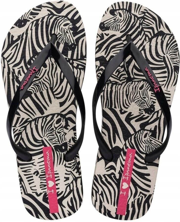 Ipanema Dames Teenslippers Animal Print Zwart Wit
