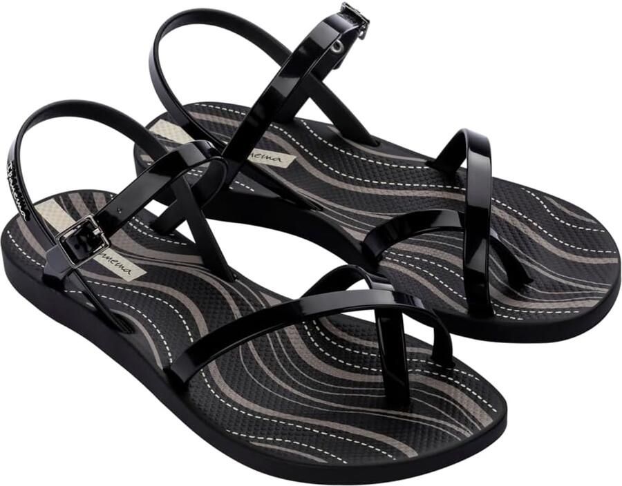 Dames Sandalen Zwart Comfortabele Zomerse Slippers met Gesp