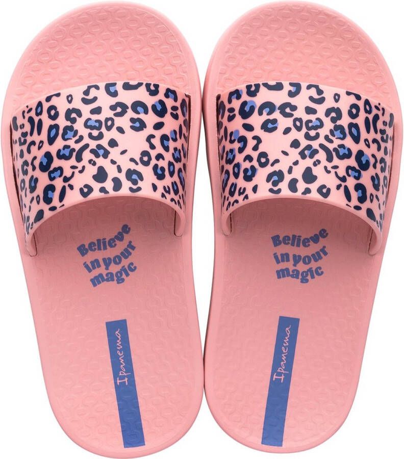 Ipanema Urban Slide badslippers met panterprint roze blauw