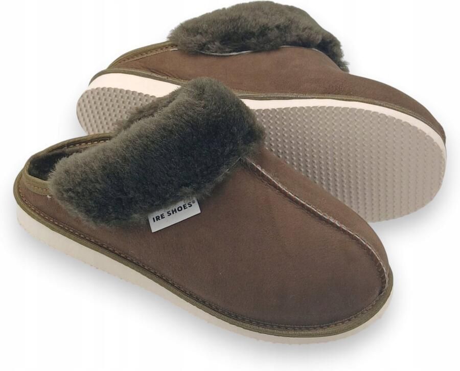IRE SHOES Dames Pantoffels Leer Schapenvacht Warm Groen