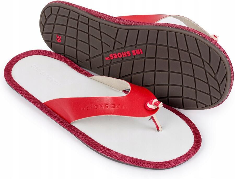 IRE SHOES Dames Slippers Leer Rood Comfortabele Zomersandalen