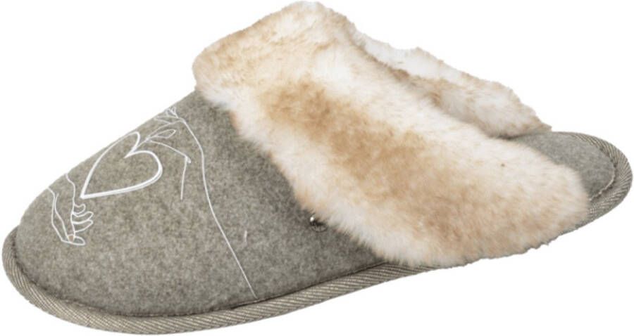Isotoner Dames Pantoffel Kaki Chiné