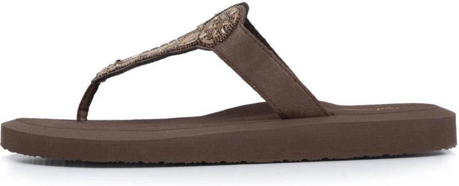 Isotoner Dames Teenslipper Bruin