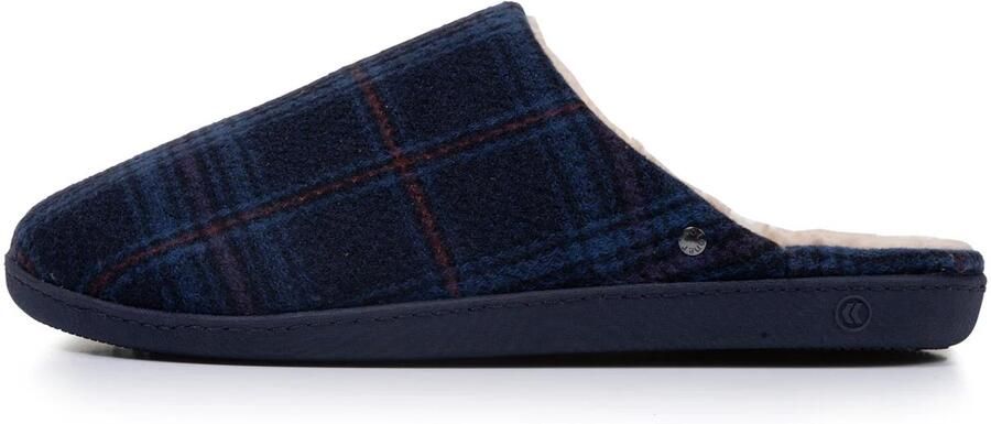 Isotoner Heren Pantoffel Tartan Bleu Blauw