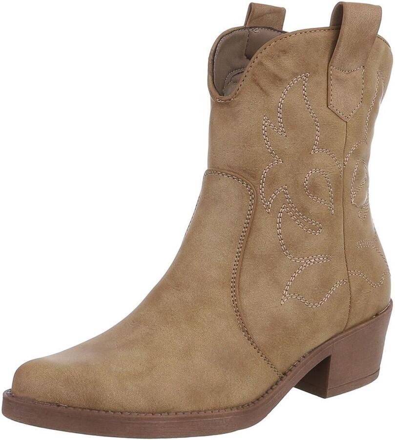 Italy Design Cowboylaars Blokhak en stikseldetails Dames